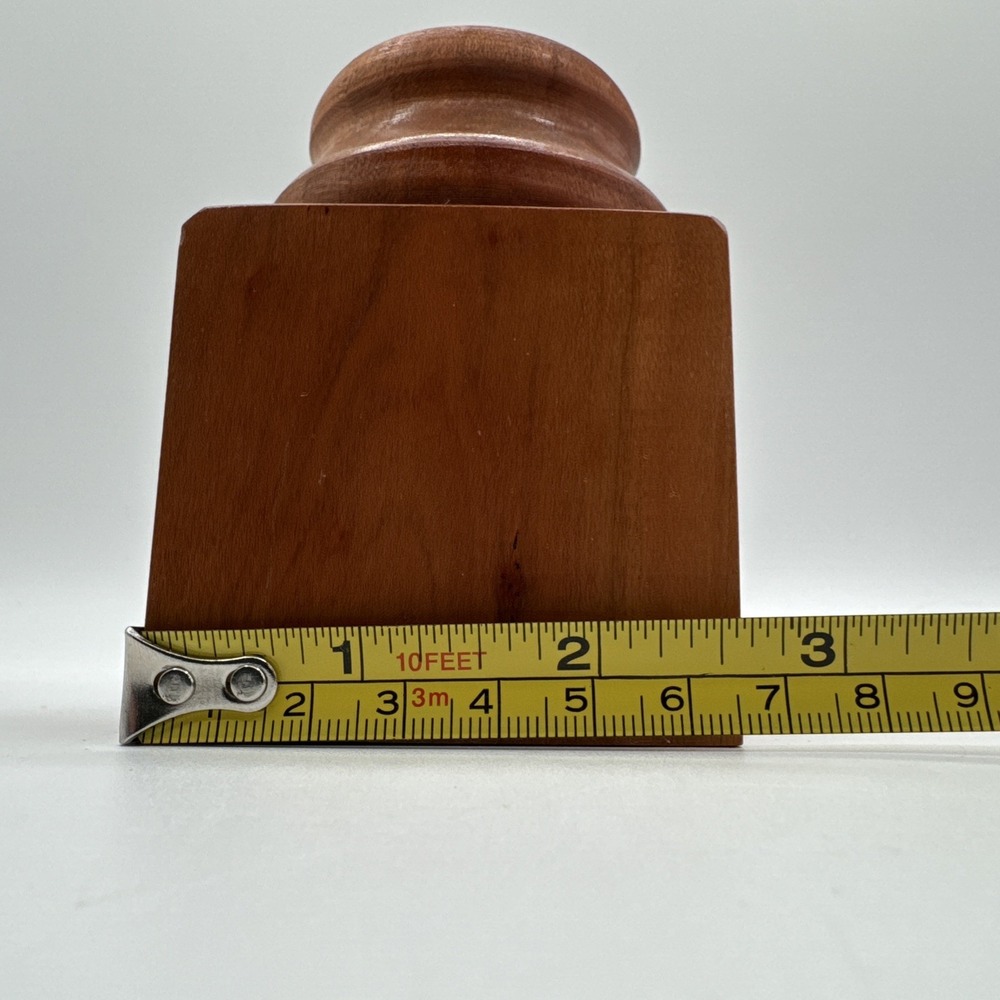 Vintage Turned Teak Wood Tobacco Jar Canister Apothecary Storage Box w/ Lid 4" - Picture 11 of 12